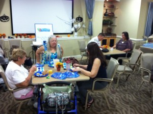 Residents at Laurel Oaks Senior Apartments enjoying brunch and socializing. 