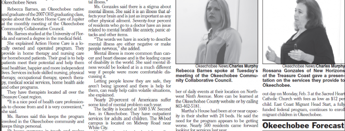 Action Home Care (Rebecca Barnes) in Okeechobee News